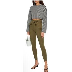 Alice + Olivia Good High Rise Waistband Detail Olive w/ belt Size 25 $285 retail